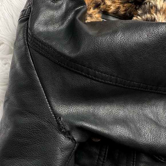 [ Levi’s ] Women’s Leopard Print Fur Lined Leather Jacket - Picture 16 of 16